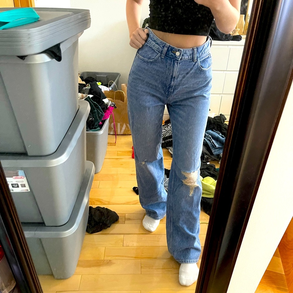 Zara full length high waisted jeans